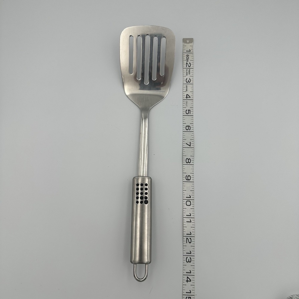 Inox Edelstahl Rostfrei Stainless 18/8‎ Slotted Spatula Flipper Rubber Grip
